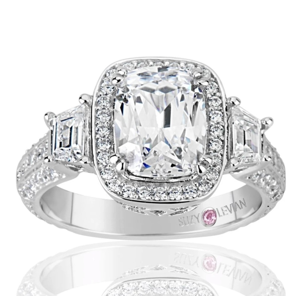 Suzy Levian Sterling Cushion Cubic Zirconia Ring